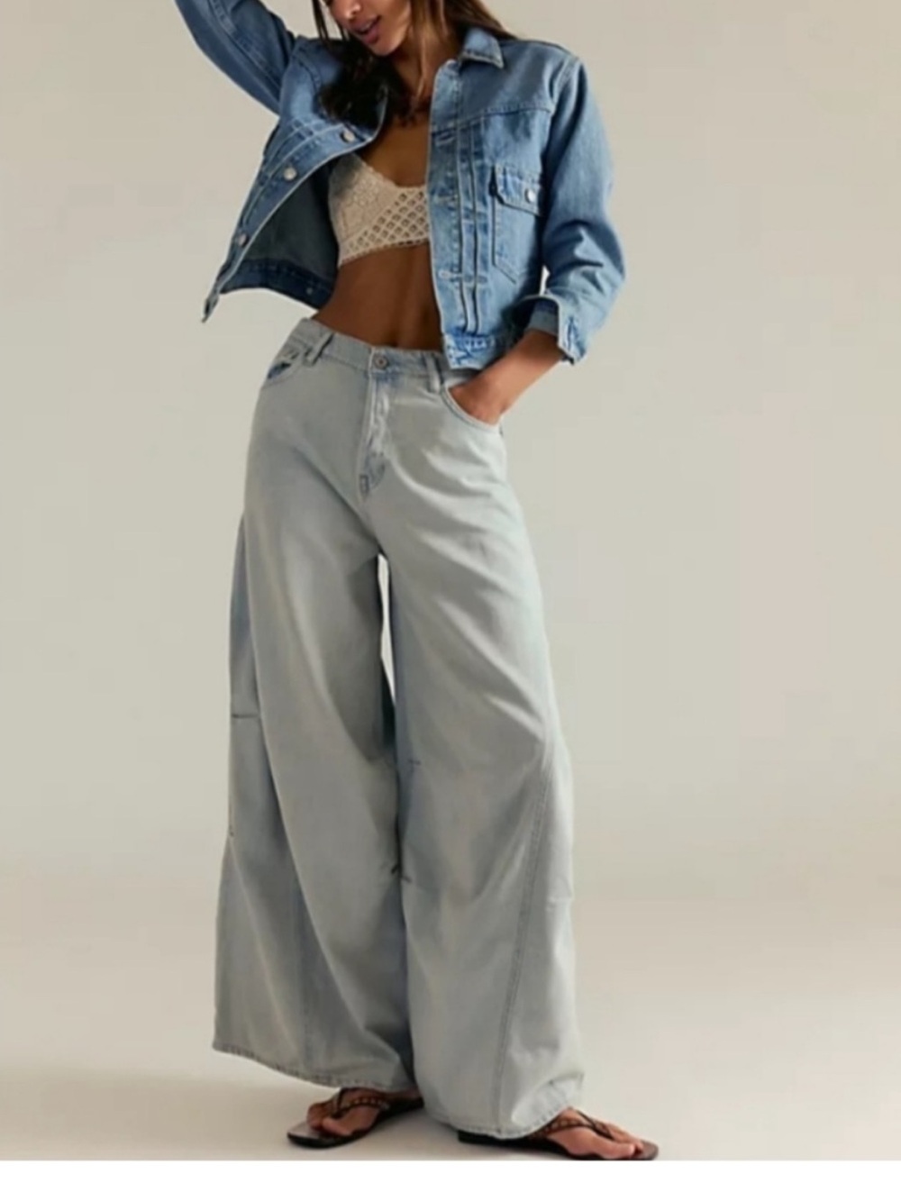 Free People We The Free Westward Demi Jeans in Fade Into You wide leg barrel